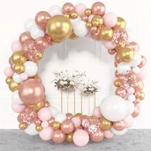 115pcs Rose Gold Balloon Arch & Garland Kit, Assorted Sizes 18" 12" 10" 5" Pink White Gold Metallic Latex Balloons For Graduation, Birthday, Bridal, Baby Shower, Party Decor - Mixed Colors - View 4
