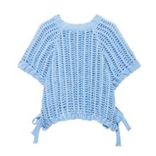 ZEVITY Casual Knit Top With Side Lace-Up Decor & Cutouts