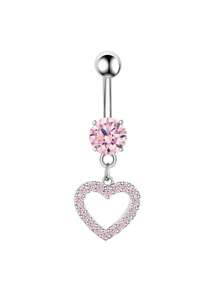 1 peça de piercing de umbigo em aço inoxidável, elegante e versátil, com strass, laço, borla, coração, borboleta e flor, adequado para mulheres, presente requintado
