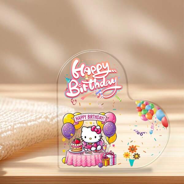 Sanrio 1 Pieza Decoración de sobremesa con forma de corazón transparente de Hello Kitty de Sanrio, decoración de fiesta de cumpleaños, decoración de acrílico multifuncional de sobremesa para fiestas de cumpleaños, fiestas, eventos, decoración del hogar, decoración de habitaciones, recuerdos de fiesta, decoraciones de Sanrio, regalos de Sanrio, decoraciones de gato Kitty, recuerdos de Hello Kitty, regalos de cumpleaños, Halloween, decoración de habitación de Hello Kitty, juegos, juguetes