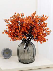 1pc Orange Artificial Baby's Breath And Star Flower Bouquet, Silk Satin Flower Arrangement For Halloween, Weddings, Parties, Home DIY Decoration