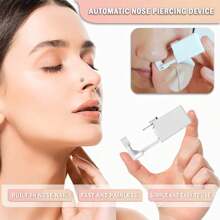 4 pezzi di Set monouso per piercing al naso con gemme incorporate - Operazione semplice e pratica per kit piercing al naso