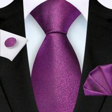 3pcs/Set 8cm Width Solid Cracked Pattern Necktie, Handkerchief, Cufflink Men's Tie Set, High Quality Classic Fashion Business Casual Tie Set, Men's Wedding Accessories, Family/Christmas/Father's Day Gift