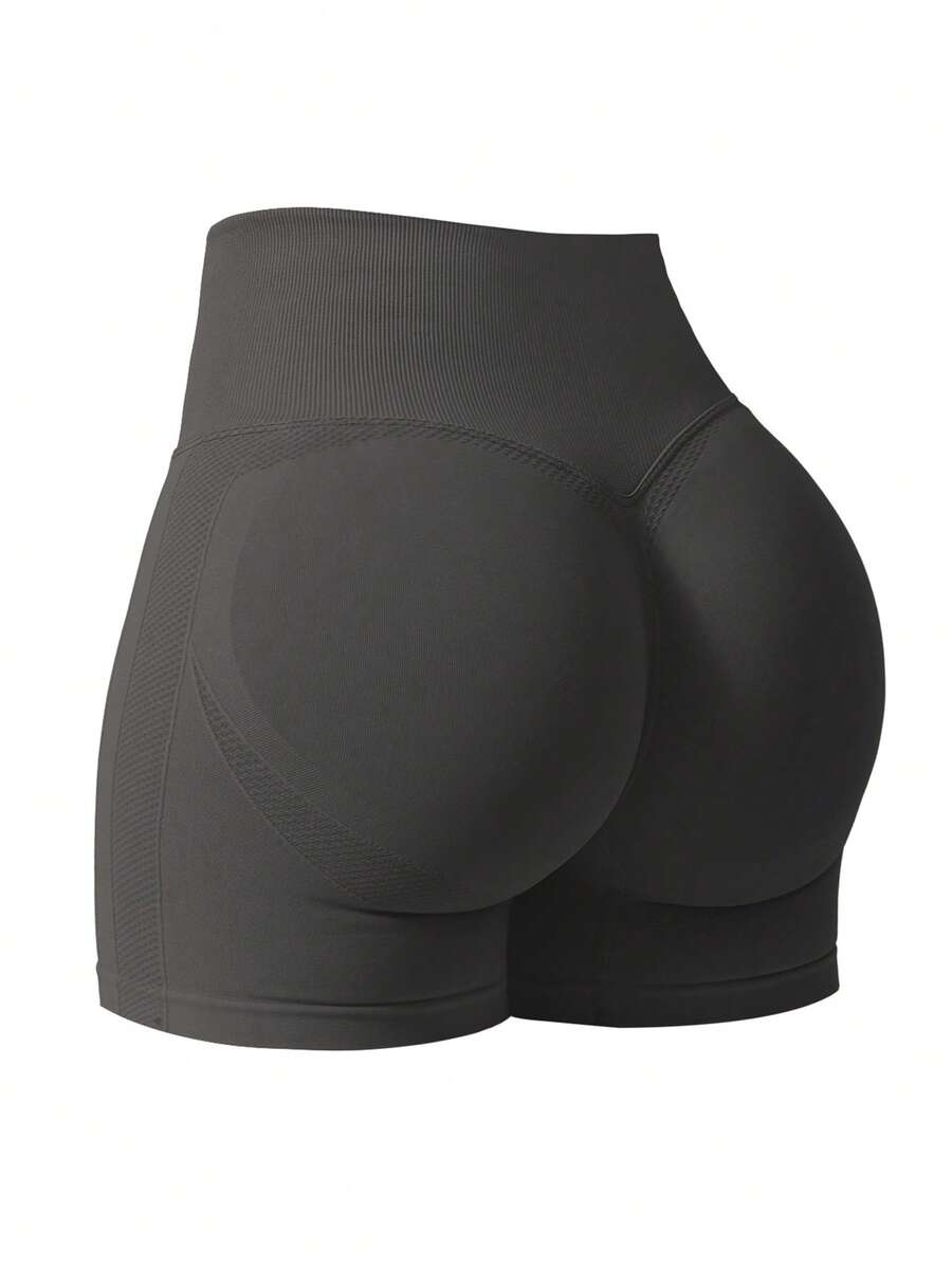 NcmRyu Women's Seamless Butt Lifting Shaping Yoga Gym Running Ribbed Sports Shorts