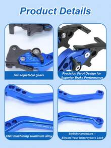 2 piezas/Set Palanca de freno y embrague CNC de 6 velocidades - Manillar de cuerno ajustable, material de aleación de aluminio CNC, adecuado para sistema de freno de disco delantero/tambor trasero/freno de disco doble, universal para motocicleta, scooter, bicicleta eléctrica, bicicleta todoterreno, compatible con Tank 200 EFI, Vitacci TANK 200, Nmax y otros modelos, accesorios de freno de disco delantero y trasero para motocicleta - Multicolor - Ver 7