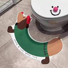 1 件可爱腊肠犬硅胶垫，防溅 U 型浴室地毯，家用可水洗，柔软针织，手工制作，无纺布，防滑，易于清洁，3.5 厘米厚房间装饰浴室配件返校入口装饰浴室厨房装饰 - 彩色 - 查看 12