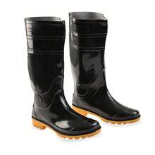Bota Hombre Caballero Alta Para Lluvia Impermeable Industrial Trabajo Jardinería Agricultura Lava Coches Suela PVC Premium Antideslizante Resistente Líquidos Protectoras Industria Ligera - Negro Amarillo - Ver 1