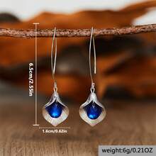 Long Earrings Styling Blue Vintage Earrings Popular Fashion Female New Models - 銀 - 查看 4