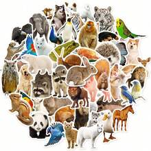 50/100pcs Mixed Realistic Animal Stickers, Cartoon Forest & Grassland Cute Small Animal Stickers For Luggage, Water Bottle, Skateboard, Graffiti,School Supplies,Back To School - Multicolor - View 11