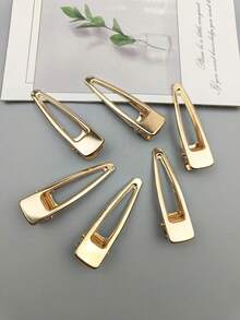 6/12 piezas Pinzas de pelo minimalistas versátiles y casuales con gota de agua hueca en dorado - Dorado - Ver 3