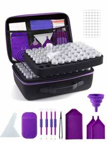 120 Grids DIY Diamond Painting Beads Storage Box Kit Large Capacity Set With Accessories Mosaic Storage Bag, Diamond Embroidery Mosaic Handicraft Tool Set