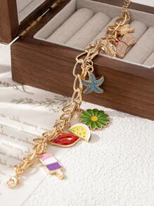 1 Peça Pulseira de Charme de Cor Fresca, Design de Moda Versátil e Doce, Adequado para o Verão