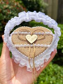 1 件珠宝收纳盒女士珠宝盒节日周年求婚戒指、婚礼花童结婚戒指收纳盒（不含戒指）