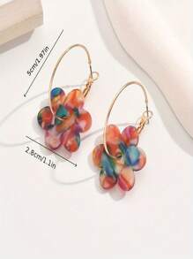 1 par de pendientes acrílicos con colgantes florales coloridos para mujeres, adecuados para regalos y uso diario