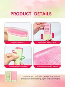 lakerain 1 pieza Barra de rubor rotacional de 19g, barra de colorete de crema a polvo en rojo, rosa, con efectos hidratantes y mates para mejillas y labios - Multicolor - Ver 5