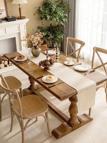 1 szt. Prostokątny bieżnik na stół morelowy, amerykańska prosta, jednokolorowa dekoracja stołu, zmywalny pokrowiec na stół jadalny, kredens, szalik na półkę, odpowiedni do kuchni, jadalni, kempingu, imprezy, świąt, dekoracji ślubnych, dnia ojca, prezentu na Święto Dziękczynienia