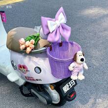 1pc Handwoven Basket, Kids Bicycle Basket, Rattan Look Bike Basket For Children & Adults Electric Bike - Multicolor - View 6