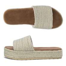 Women Sandals Summer Platform Slide Open Toe Jute Sole Comfortable Wear - 杏色 - 查看 6