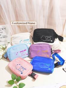 1pc Customized Personalized Name Fanny Pack, Bachelor Party Fanny Pack, Flower Man, Fanny Packs For Women, Customized Bachelorette Fanny Pack - Multicolor - View 1