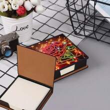 1pc Rose Flower Design Diamond Art DIY Asymmetrical Crystal Rhinestone Painting, Black Faux Leather Memo Pad Box With 160 Sheets, Ideal For Home, Office And School Supplies, Craft, Cute Stationery, Holiday Gift