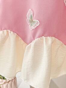 2pcs/Set Girls Solid Color Round Neck Bowknot Fashionable Top And Loose Fit Pants, Cute Casual Outfit - Pink - View 5