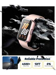 Funda de reloj + Película protectora de pantalla de vidrio templado compatible con Samsung Galaxy Fit 3 para hombres y mujeres, funda rígida de PC anti-caída y anti-arañazos, protector de pantalla HD, protección trasera de la muñeca contra daños - Oro rosa - Ver 4