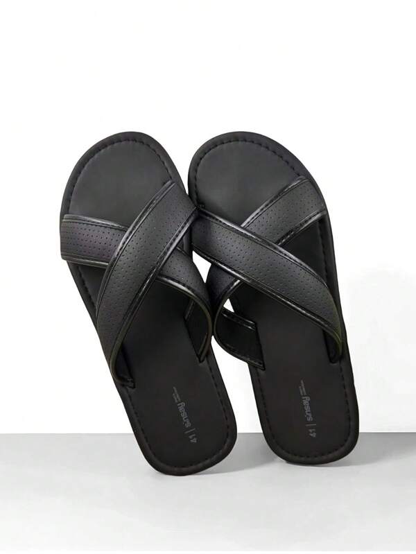 Men's Lightweight Sandals, Fashion Crossover Beach Shoes, Outdoor Casual Open Toe Slippers, Comfortable
