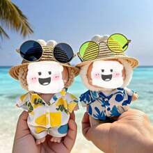 17cm Macaron Squishies com Boca Aberta, Chapéu de Palha Vazado de Férias de Verão, Acessório de Óculos de Sol