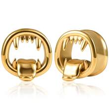 2PCS Hot 316 Stainless Steel Halloween Monster Tongue Ear Tunnels Ear Gauges Tunnels Plugs Stretcher Expander Piercing Body Jewelry Women