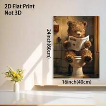 1 Pc Canvas Painting,2D Flat Print, Not 3D, Teddy Bear, Toilet, Newspaper,Wood Framed Painting (1) Thickness 2.5 Cm/ 1 Inch-Home Decoration For All Occasions,Ideal New Year, Valentine's Day,Thanksgiving,Easter,Christmas Gift,Room Decoration Aesthetic,Wall Decoration Art,Perfect Gift,Autumn And Winter Wall Decoration,Living Room Decoration, Bedroom Decoration, Kitchen Decoration, Entry Decoration, Bathroom Decoration, Direct Wall Painting, High Quality Wall Painting Poster,Modern Home Decoration Stretched And Framed Ready To Hang - Multicolor - View 4