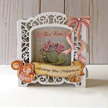 1 pieza Corte de metal en forma de tarjeta de felicitación 3D, troquel de corte y estampado DIY, adecuado para scrapbooking, tarjetas de papel, tarjetas de felicitación, álbumes, decoración de manualidades - Plateado - Ver 9