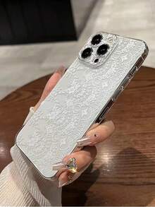 1pc Intricate Lace Pattern Transparent Reinforced Protective Phone Case, Compatible With IPhone/Redmi Waterproof Shockproof Anti-Fall Scratch Resistant - Multicolor - View 6
