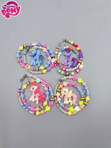 MY LITTLE PONY 1 pezzo Collana con perline colorate, pendente da principessa dolce con cartone animato in pesca e viola, scelta ideale per scuole e uffici, regalo perfetto per giovani per compleanni, Natale e inizio scuola, adatta per feste di compleanno, regali per amici, regali, decorazioni, arredamento casa, regali di San Valentino, San Valentino, matrimonio estivo in spiaggia, forniture scolastiche, decorazione camera