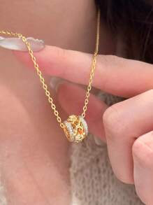 1 pièce Collier pendentif d'abeille de luxe vintage avec strass, collier ras-de-cou rétro délicat, convient pour le port quotidien, les festivals, les fêtes, cadeau pour la petite amie
