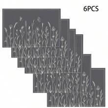 14/6pcs Palm Leaf Placemats, Tropical Green Leaf & Calathea Plant Design Dining Table Mats, Hawaiian Seasonal Kitchen & Home Decor