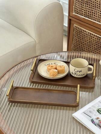 1pc Wooden Tray, For Holding Snacks, Cakes, Party Gatherings