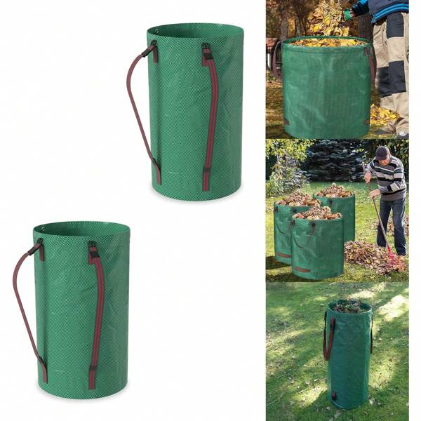 TATIVALO 2/3 Stück 120/180 Liter Gartenabfallsäcke, Grünschnittsäcke mit Henkel, Laubsäcke, stabil, wasserdicht, UV-beständig, starkes Polypropylengewebe (PP) 150g/m², faltbar, Laubsäcke und Gartensäcke