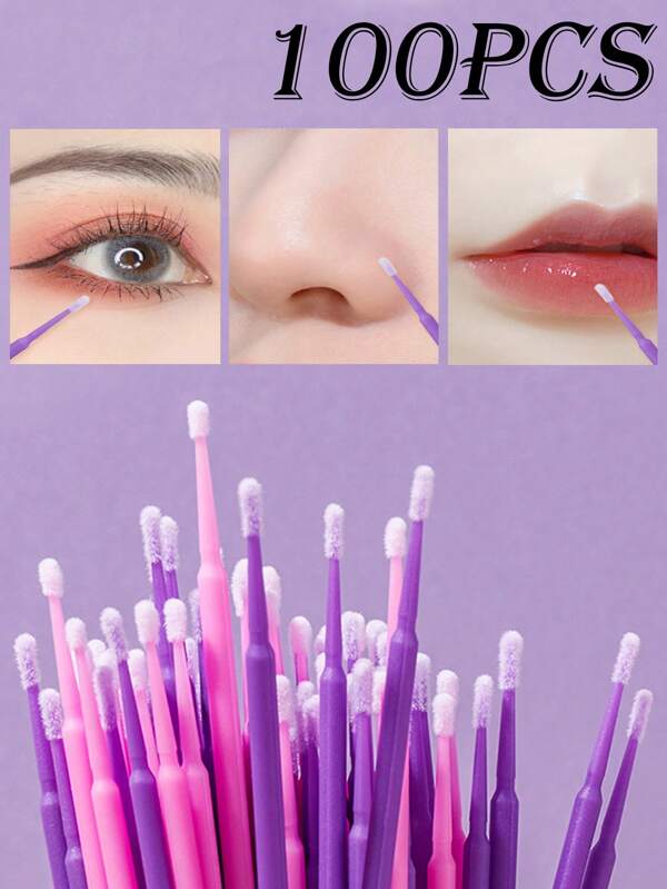 100/50pcs Disposable Nano Cleaning Stick, Eyelash Extension Cleaning Stick, Ultra Fine Makeup Removal Cleaning Stick, Eyeliner Error Correction And Modification Artifact, Used For Contour, Eyeliner Pen, Makeup Removal, Eyes, Lips And Skin Cleaning