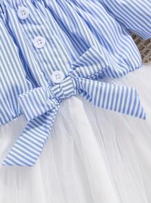 Summer Baby Girl Elegant Striped Sleeveless Chiffon Vacation Dress
