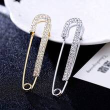 4 件/10 件，尺寸为 5.8*1.4 厘米（2.28*0.551 英寸），女士水钻胸针金银色安全别针胸针翻领别针徽章毛衣裙服装装饰帽子配饰，适合各种搭配 - 彩色 - 查看 8