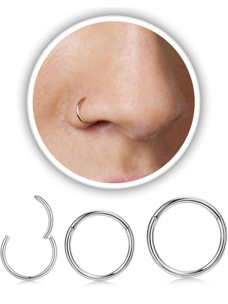 6PCS Dual-Purpose Nose Ring & Earring Set In Gold & Silver, Stainless Steel, 6/8/10mm Sizes - Everyday Versatile Fashion Jewelry Sets For Women, Perfect For Casual Wear And Any Occasion - As Shown In the Figure - View 6