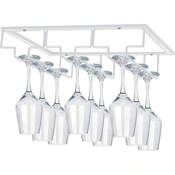 Wine Glasses Rack Under Cabinet Stemware Rack, Wine Glass Hanger Rack Wire Wine Glass Holder Storage Hanger Cabinet Kitchen Bar (Black, 3 Rows 2 Pack)-ZCC