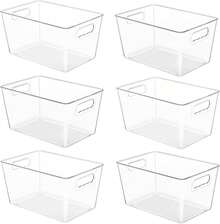 YIHONG 6 Pack Clear Pantry Organizer Bins, Plastic Containers With Handle For Kitchen,Freezer,Cabinet,Closet,Bathroom Under Sink Storage - 4 - 查看 1