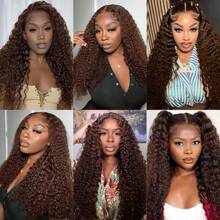 13x4 Lace Frontal Wigs Hair Wig 200% Density Jerry Curly Blended Human Hair Wig 5x5 Lace Frontal Wigs Brown Colored Hair Wigs Glueless Deep Wave Blended Human Hair Hair Wigs Glueless With Fiber Lace Frontal Wigs For Women