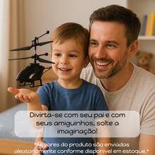 Helicóptero Voador por Indução com Luzes LED Brinquedo Infantil Recarregável Sem Controle - Multicolorido - Visão 6