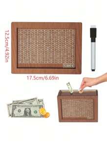 1/2pcs Decoration Sign Piggy Bank DIY Wooden Money Box, Reusable & Writable. Suitable For Coins And Bills., Back To School