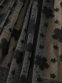 Vestido corto de manga corta de tul para niñas, verano - Negro - Ver 9