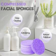 10/20/30/50pcs Compact Natural Face Sponge 100% Makeup & SPA Cleansing Sponge For Exfoliation, Makeup Removal, And Facial Washing