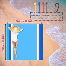 Pătură/Husă/Pernă de plajă extra mare, potrivită pentru mai mulți adulți - Saltea de picnic în aer liber cu uscare rapidă pentru călătorii, camping, drumeții - Bucurați-vă de distracția pe plajă fără griji legate de murdărie și mizerie - Multicolor - Vizualizare 22