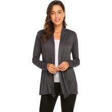 Newchoice Womens Casual Lightweight Long Sleeve Cardigan Soft Drape Open Front Fall Dusters (S-3XL) - Dark Grey - View 1
